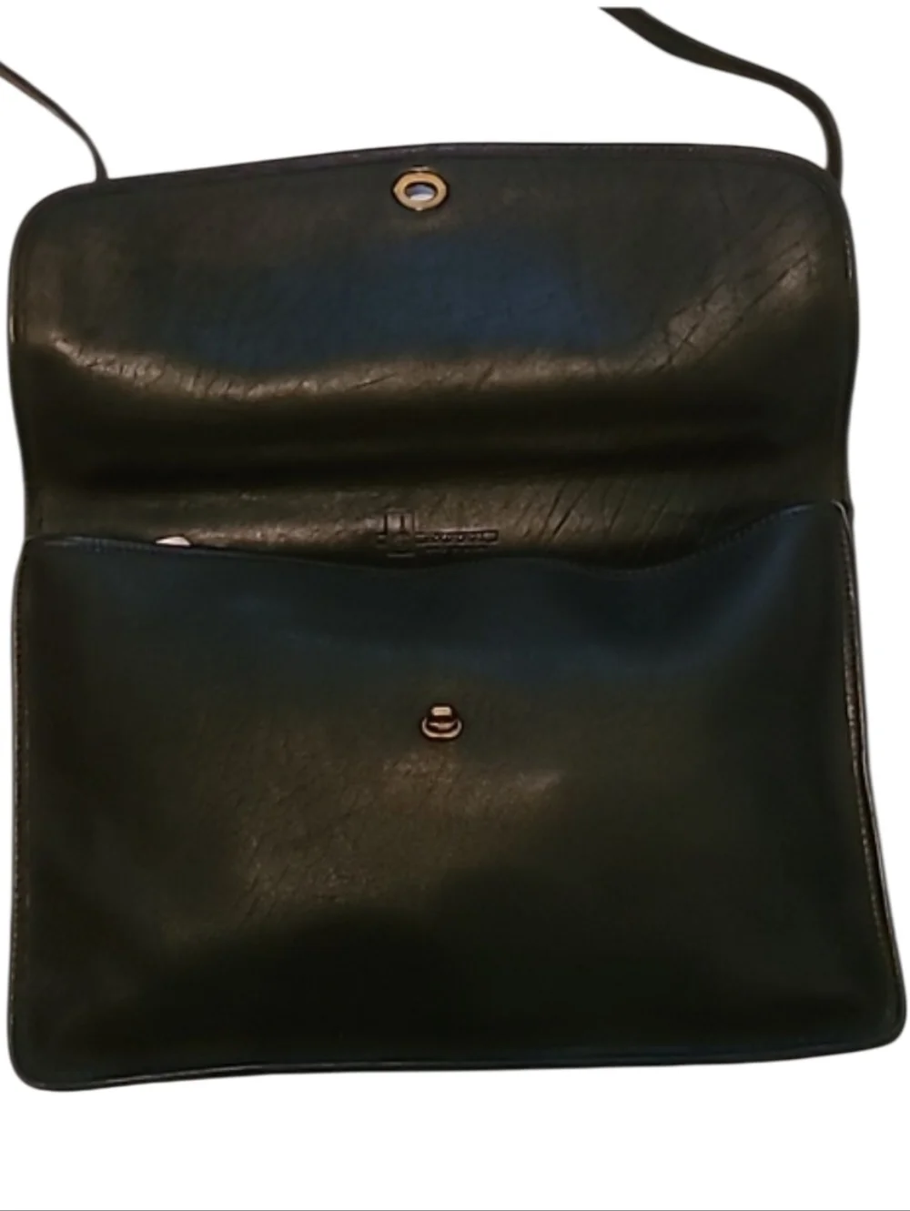 Vintage Jack Georges Black Leather Briefcase Messenger Bag Made in USA Turn Lock